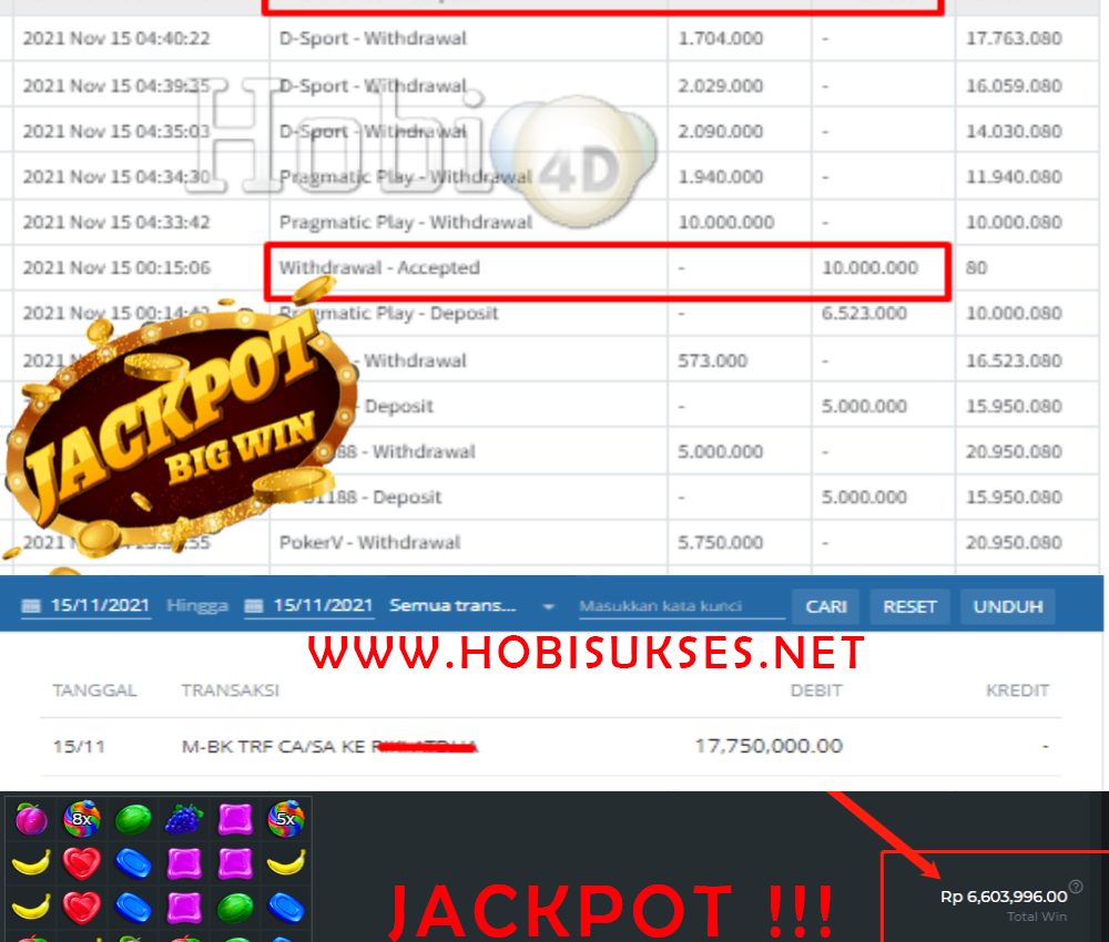 BUKTI JACKPOT SLOT GAMES Rp 17.750.000 MEMBER HOBI4D